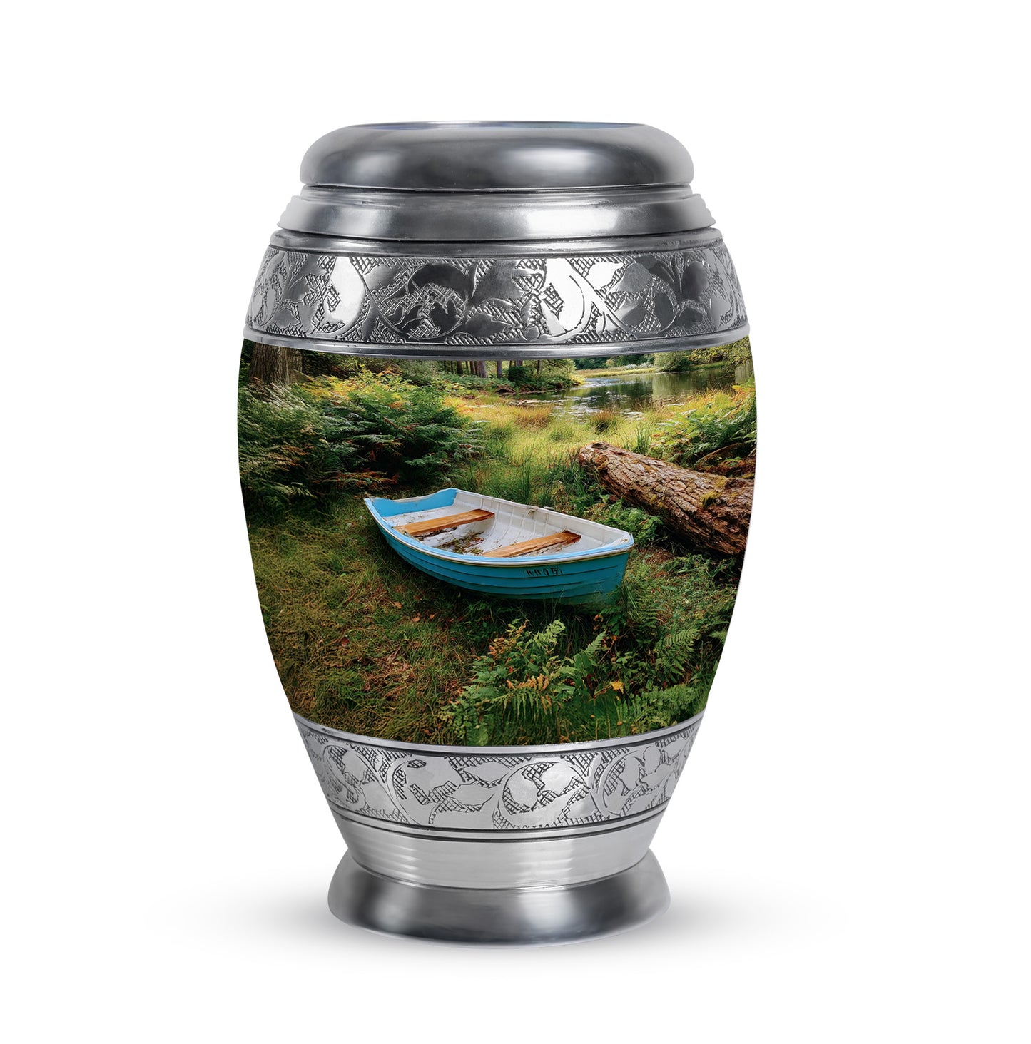Inspiring Black Boat Treasure Urn for Human Ashes - 10-inch, 200 cu in - Yatskia