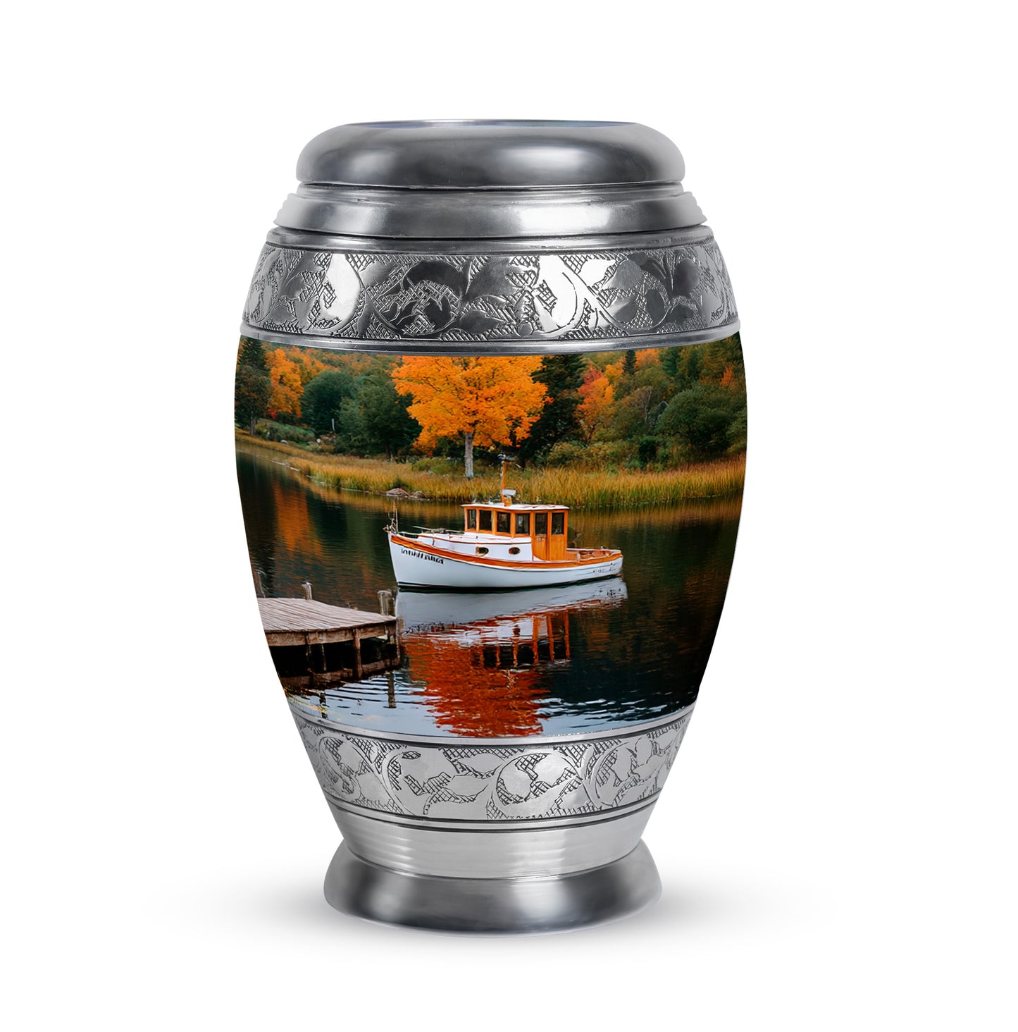 Personalized Green Steadfast Boat Cremation Urns for Human Ashes - 10-inch, 200 cu in - Yatskia
