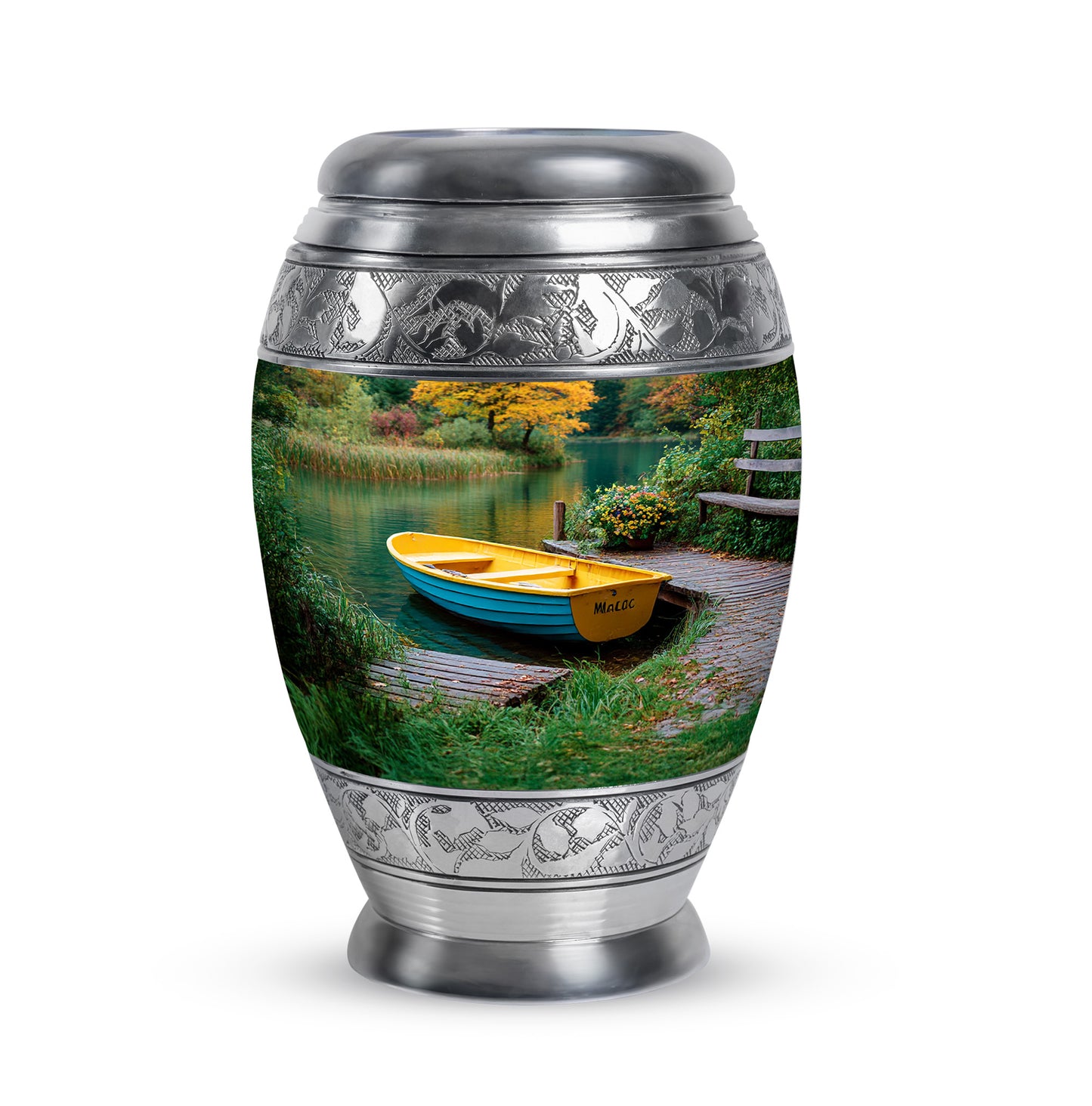 Harmonious Boat Cremation Urns for Human Ashes - Teal 10-inch - Yatskia