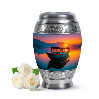 Red Serene Boat Memorial Urn for Ashes - 10-inch, 200 cu in - Yatskia