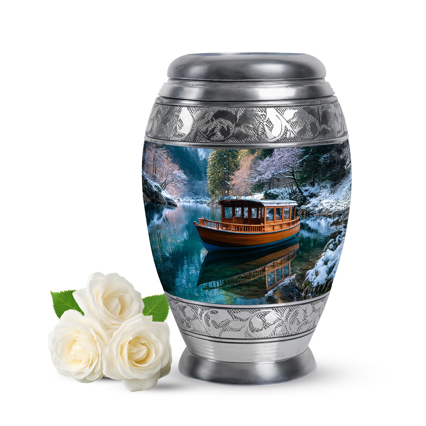 Personalized Seraphic Boat Cremation Urns - Blue 10-inch, 200 cu in - Yatskia