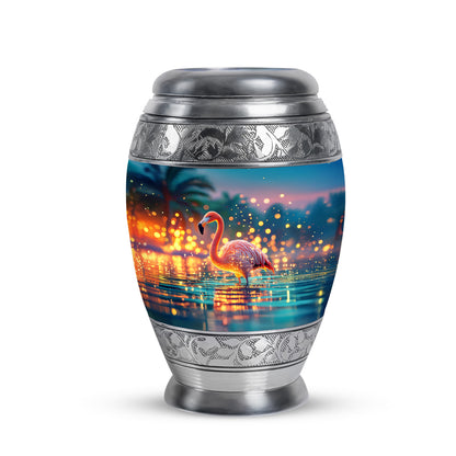 Radiant Flamingo Memorial Cremation Urns - Teal 10-inch, 200 cu in - Yatskia