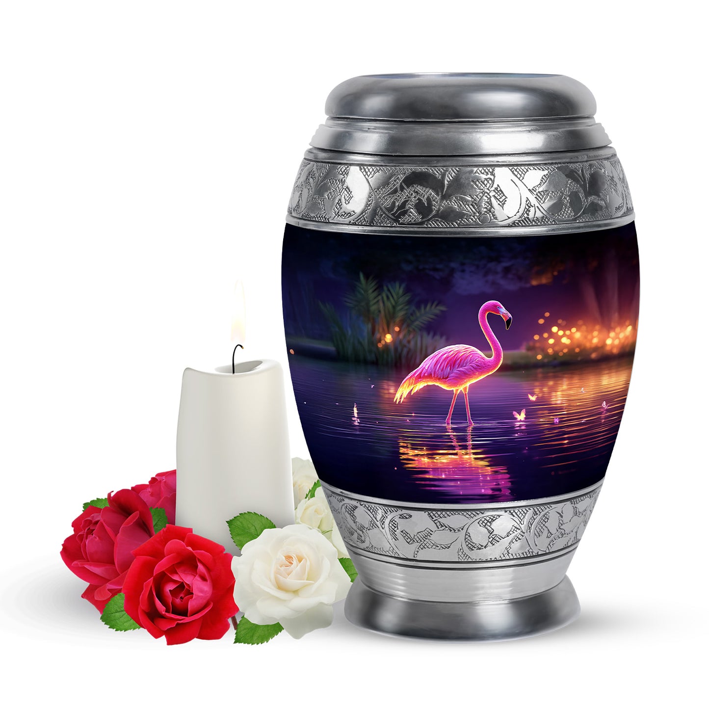 Divine Purple Flamingo Cremation Urn for Ashes - 10-inch, 200 cu in - Yatskia