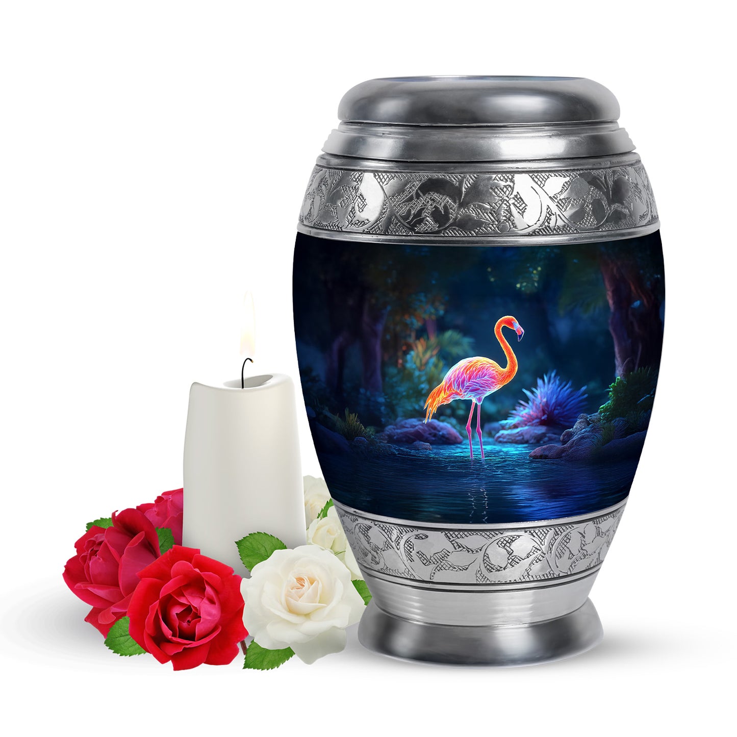 Hallowed Flamingo Cremation Urns for Human Ashes - Blue 10-inch - Yatskia