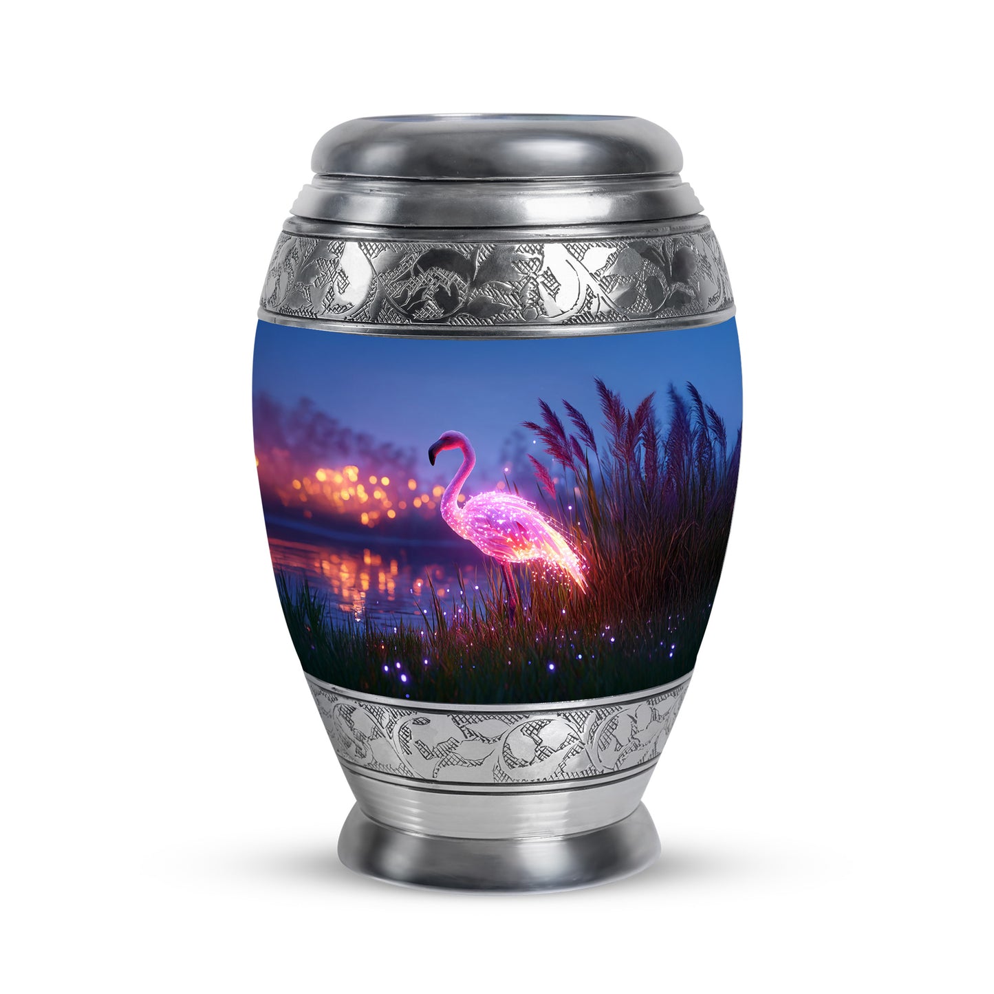 Blue Comforting Flamingo Memorial Urn for Ashes - 10-inch, 200 cu in - Yatskia