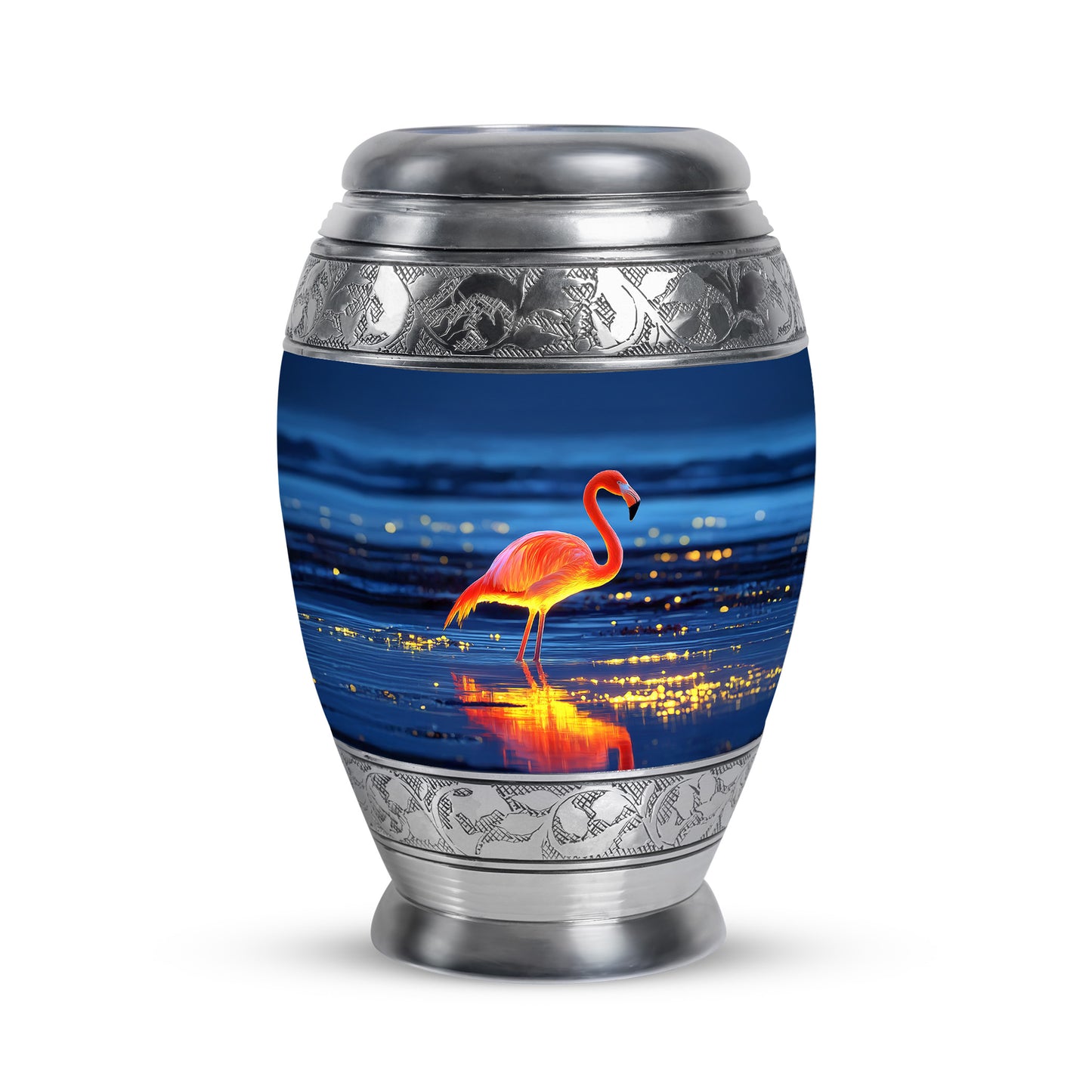 Graceful Blue Flamingo Journey Urn for Human Ashes - 10-inch, 200 cu in - Yatskia