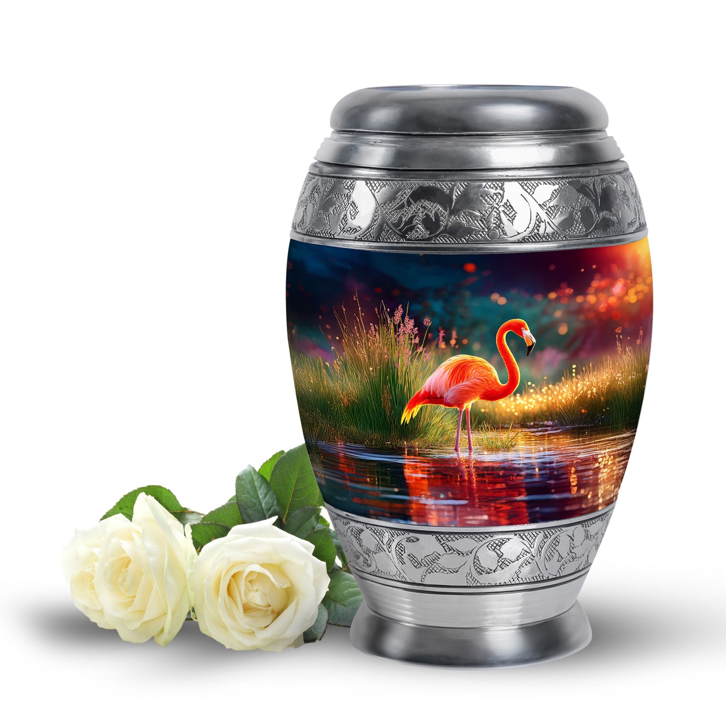 Lustrous Flamingo Cremation Urns for Human Ashes - Purple 10-inch - Yatskia
