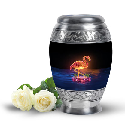 Personalized Black Sovereign Flamingo Cremation Urns for Human Ashes - 10-inch, 200 cu in - Yatskia