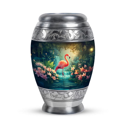 Dignified Blue Flamingo Cremation Urn for Ashes - 10-inch, 200 cu in - Yatskia