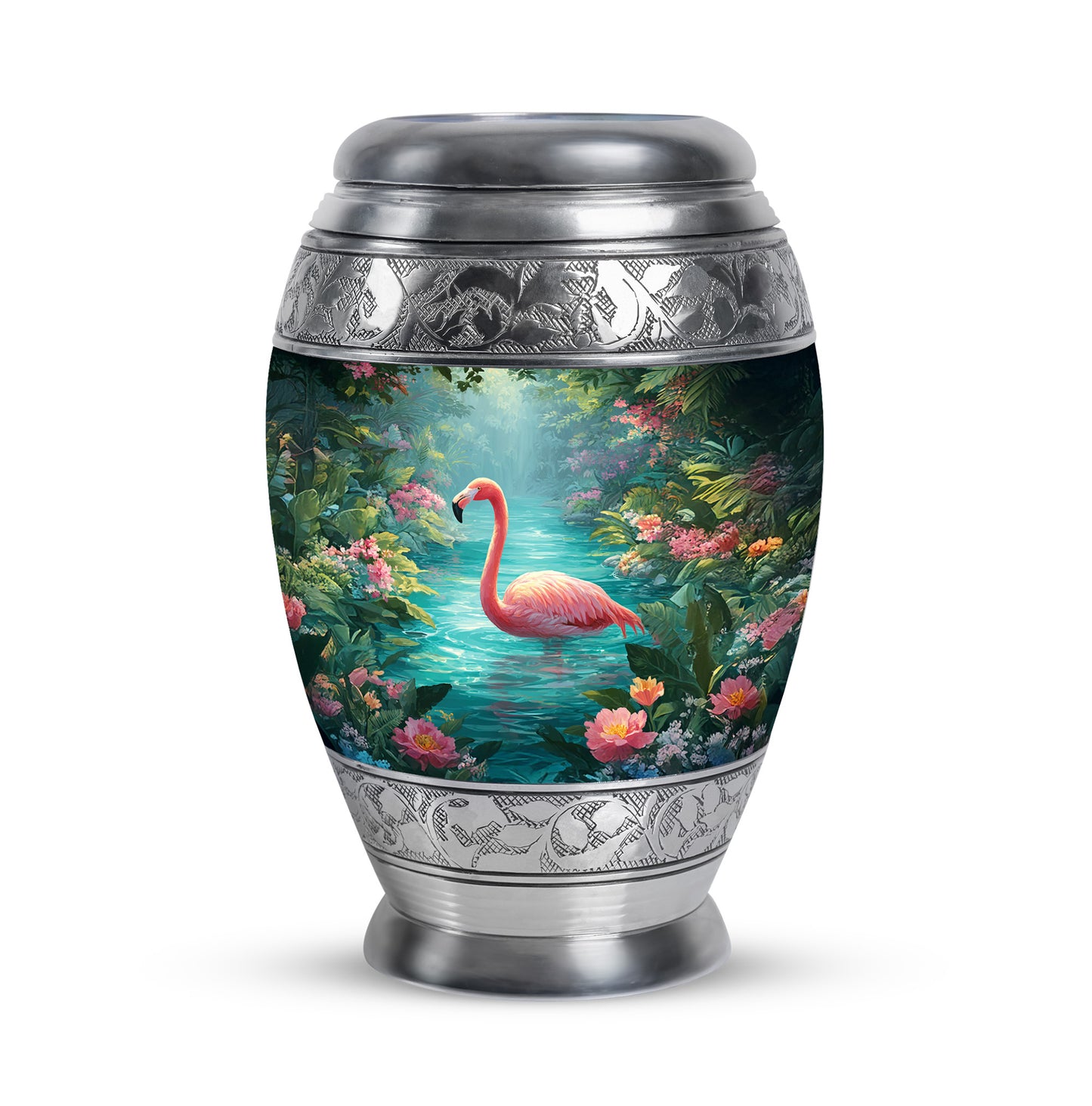 Harmonious Flamingo Cremation Urns for Human Ashes - Teal 10-inch - Yatskia
