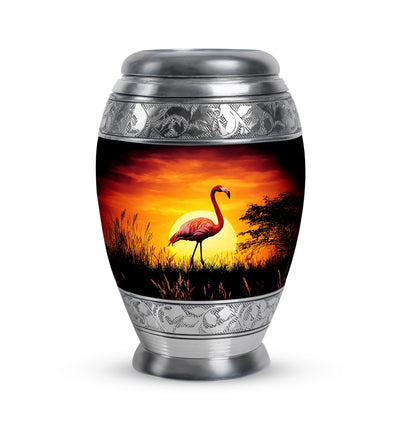 Black Comforting Flamingo Memorial Urn for Ashes - 10-inch, 200 cu in - Yatskia