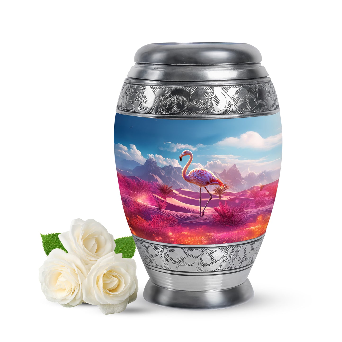 Personalized Flamingo Cremation Urns - Pristine Blue 10-inch, 200 cu in - Yatskia