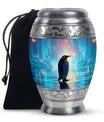 Penguin Large Cremation Urns - Blue Urn For Adult Male & Female