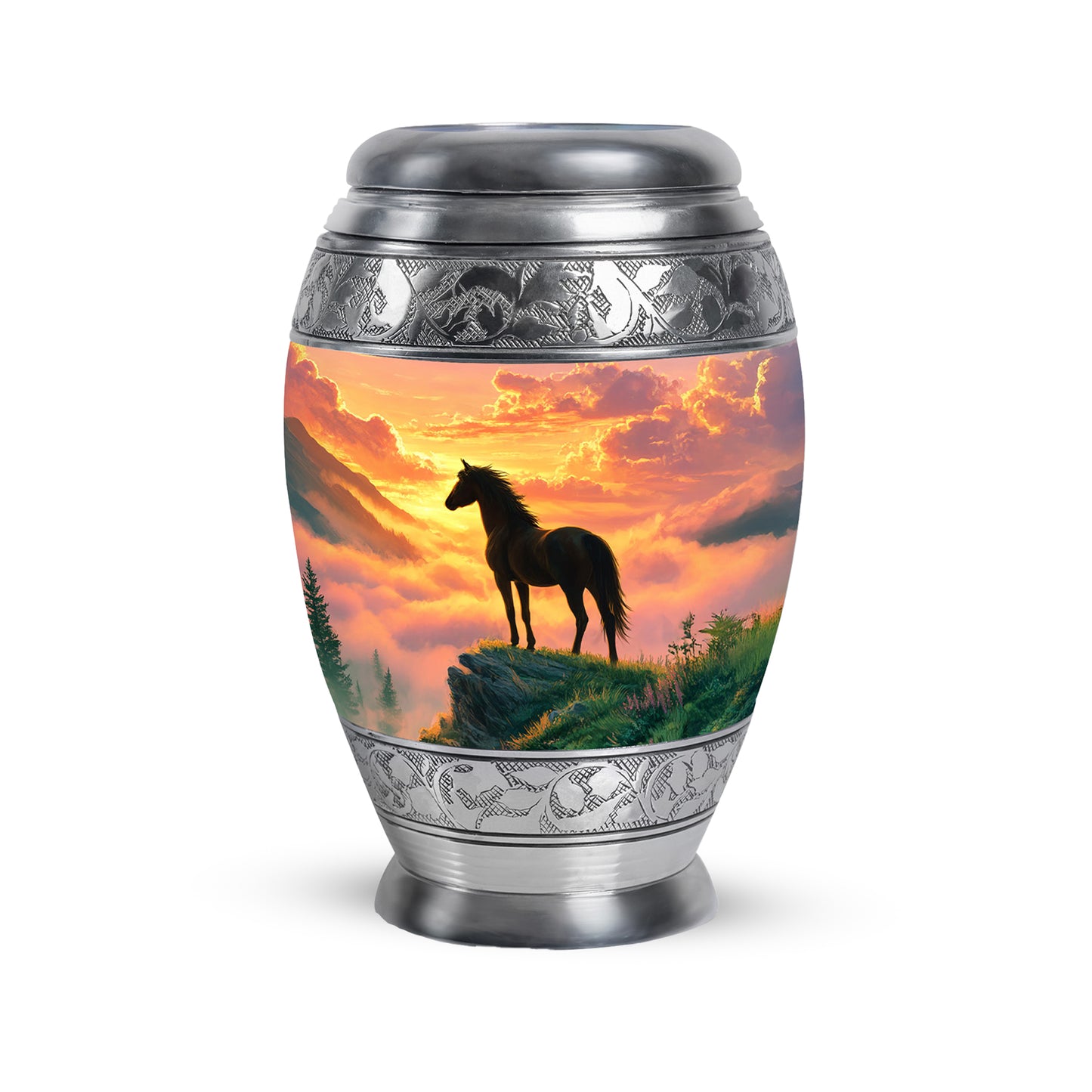 Red Beloved Horse Cremation Urns for Human Ashes - 10-inch, 200 cu in - Yatskia