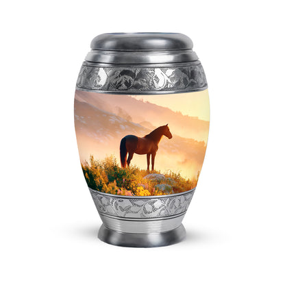 Personalized Elegant Horse Cremation Urns - Gold 10-inch, 200 cu in - Yatskia