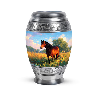 Personalized Blue Heavenly Horse Cremation Urns for Human Ashes - 10-inch, 200 cu in - Yatskia