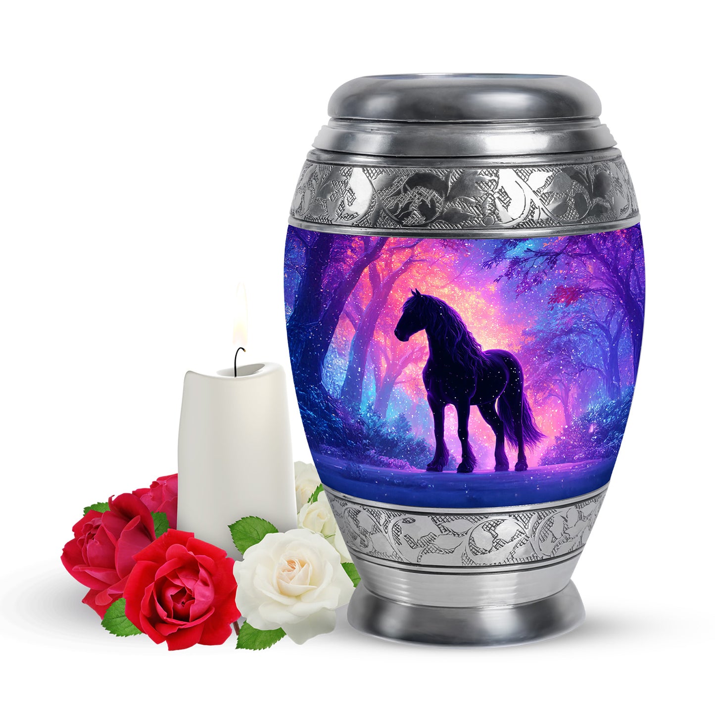 Personalized Blue Horse Cremation Urns for Ashes - Peaceful 10-inch - Yatskia