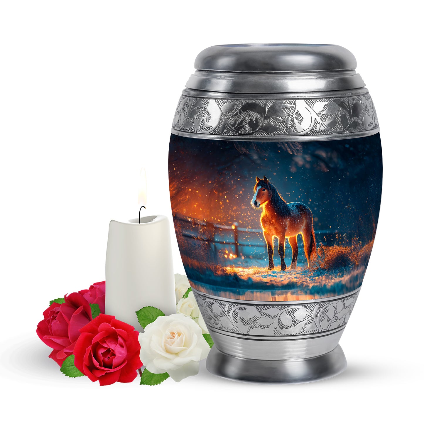 Divine Blue Horse Cremation Urn for Ashes - 10-inch, 200 cu in - Yatskia