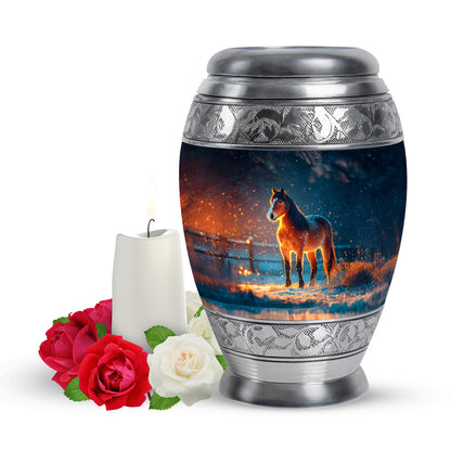 Divine Blue Horse Cremation Urn for Ashes - 10-inch, 200 cu in - Yatskia