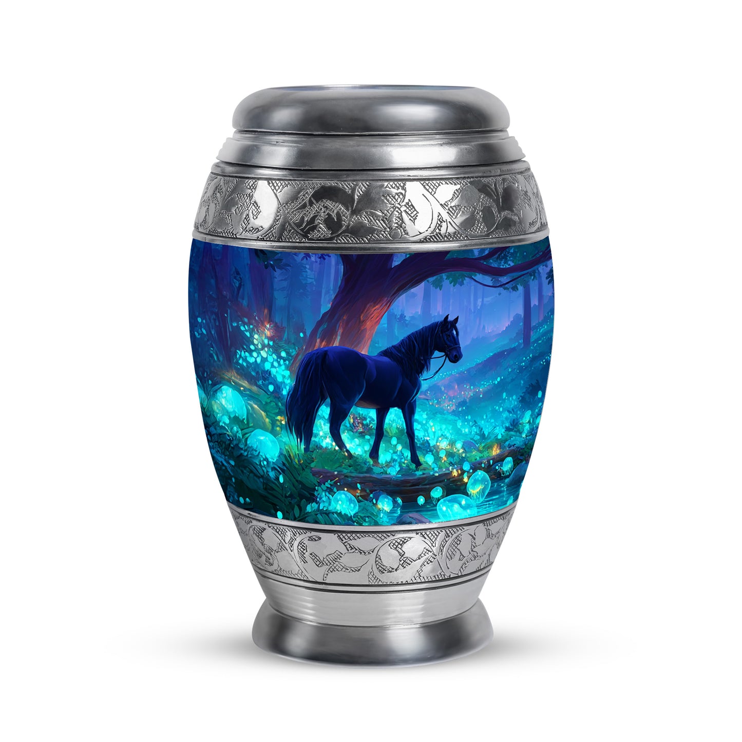 Distinguished Blue Horse Cremation Urn for Ashes - 10-inch, 200 cu in - Yatskia