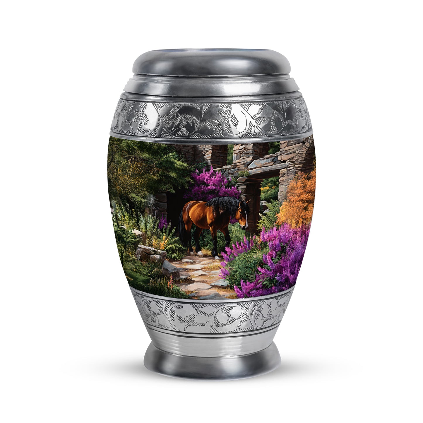 Personalized Black Horse Cremation Urns for Ashes - Enchanting 10-inch - Yatskia