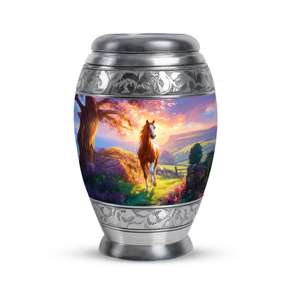 Stunning Blue Horse Promise Urn for Human Ashes - 10-inch, 200 cu in - Yatskia
