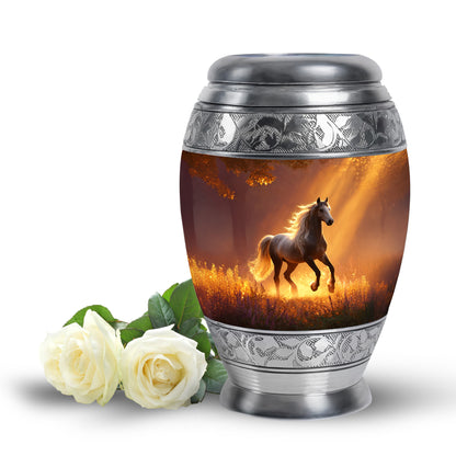 Graceful Red Horse Celebration Urn for Human Ashes - 10-inch, 200 cu in - Yatskia