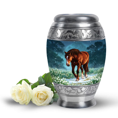 Blue Stately Horse Cremation Urns for Human Ashes - 10-inch, 200 cu in - Yatskia