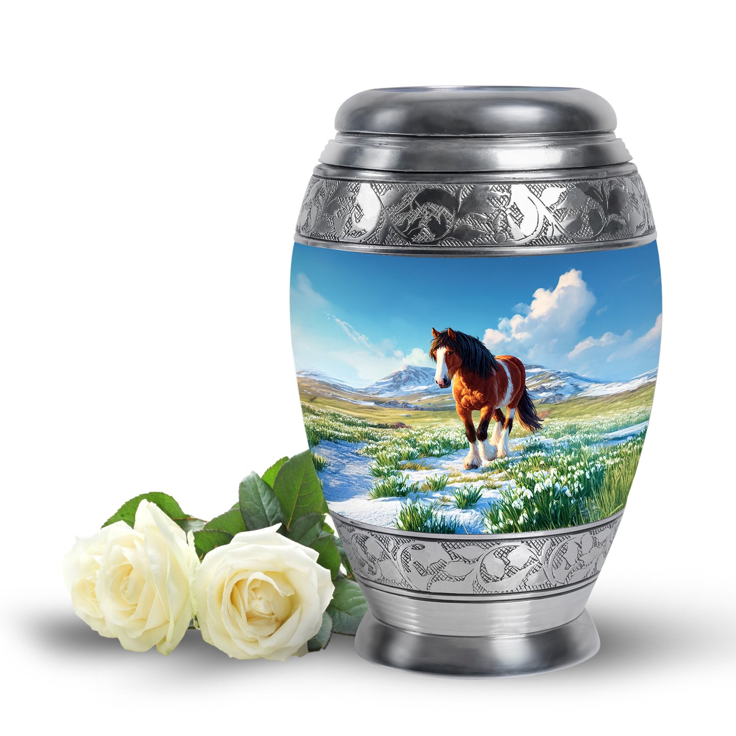 Hallowed Horse Cremation Urns for Human Ashes - Blue 10-inch - Yatskia