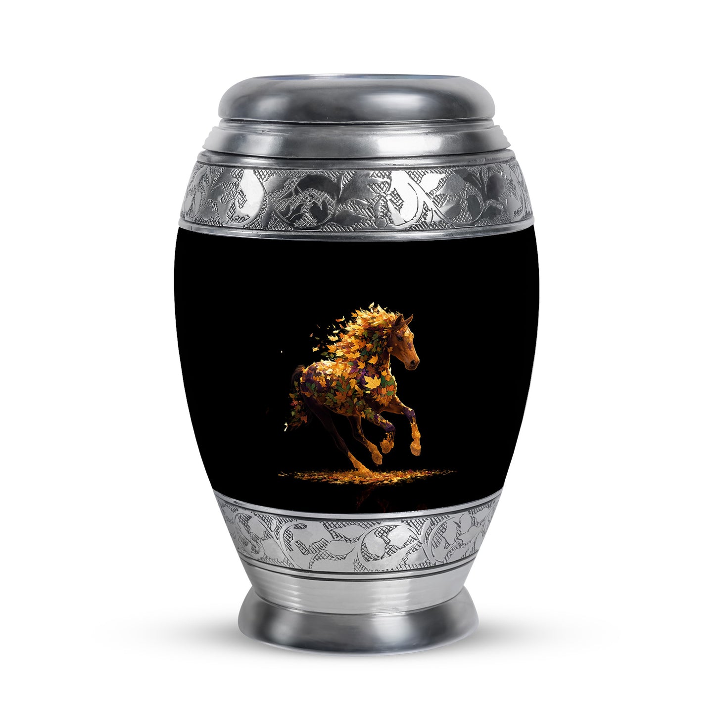 Personalized Seraphic Horse Cremation Urns - Black 10-inch, 200 cu in - Yatskia