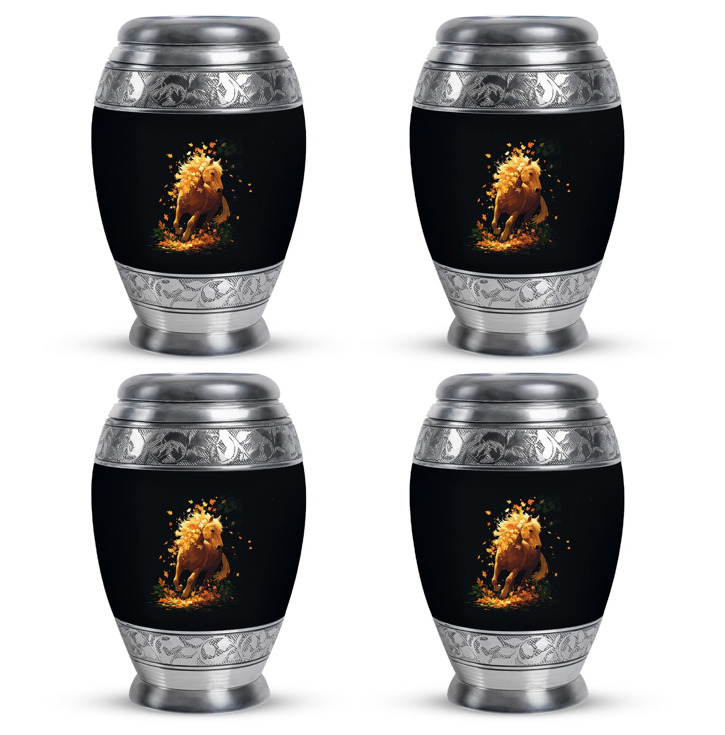 Celestial Blue Horse Cremation Urn urn with complimentary velvet bag - regal horse design with crown-inspired accents - 10 inch aluminum urn for cremated remains