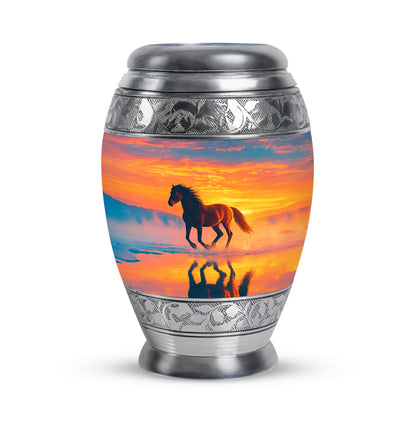 Stunning Blue Horse Resting Place Urn for Human Ashes - 10-inch, 200 cu in - Yatskia