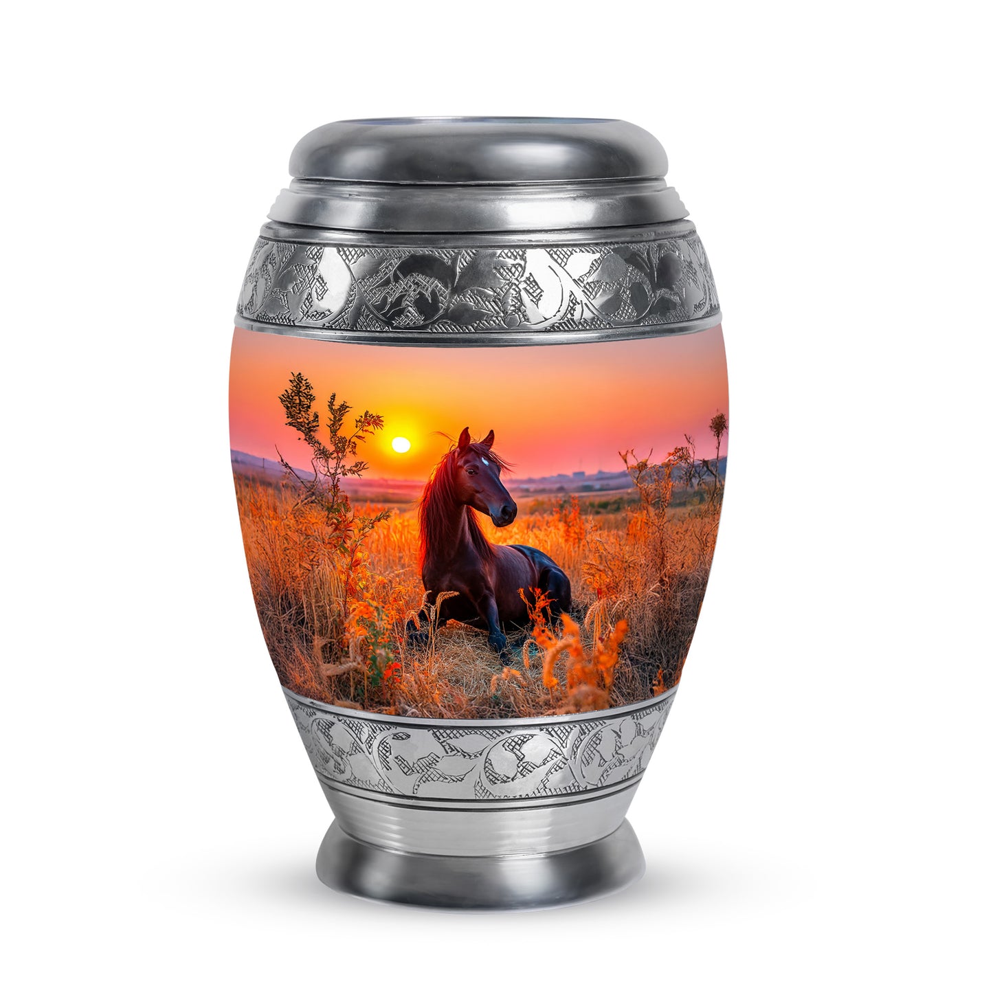 Personalized Red Sovereign Horse Cremation Urns for Human Ashes - 10-inch, 200 cu in - Yatskia
