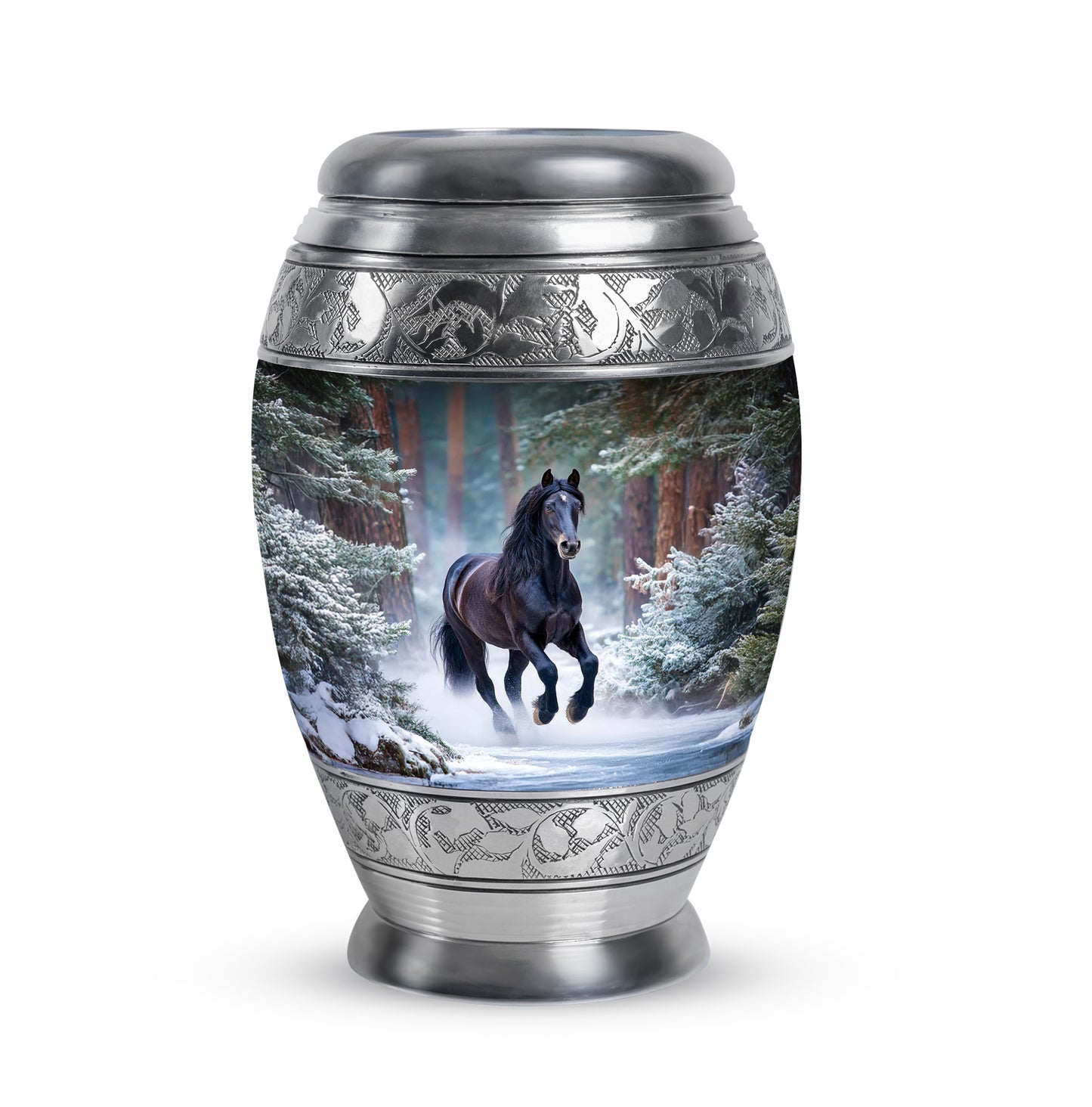 Ethereal Horse Memorial Cremation Urns - Blue 10-inch, 200 cu in - Yatskia