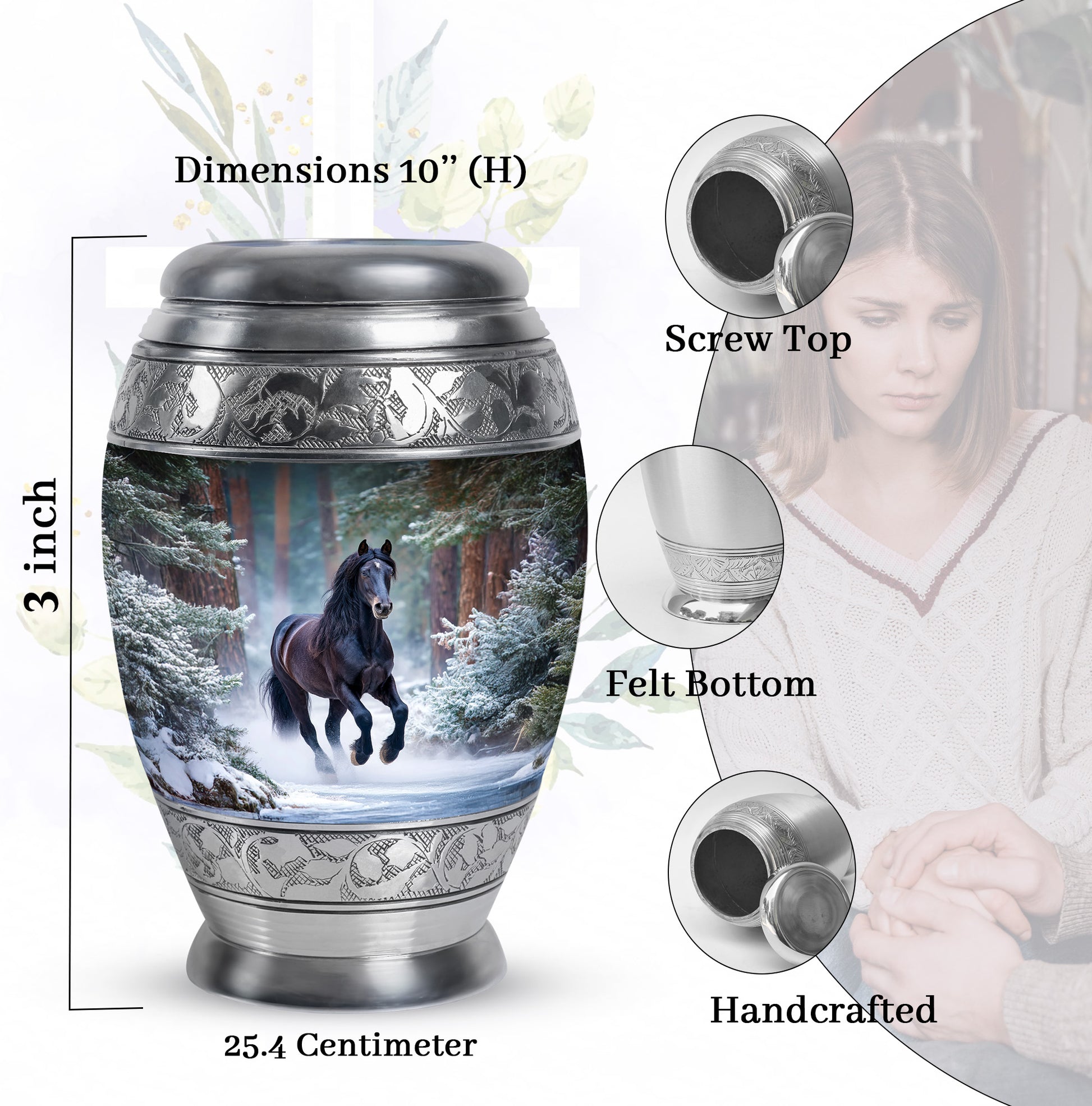 Dusty Blue Horse Cremation Urn lifestyle display on memorial shelf - regal horse design with crown-inspired accents - mini keepsake memorial for portion of cremation ashes