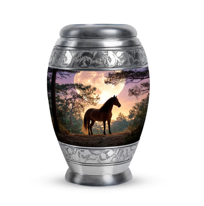 Blue Exquisite Horse Memorial Urn for Ashes - 10-inch, 200 cu in - Yatskia