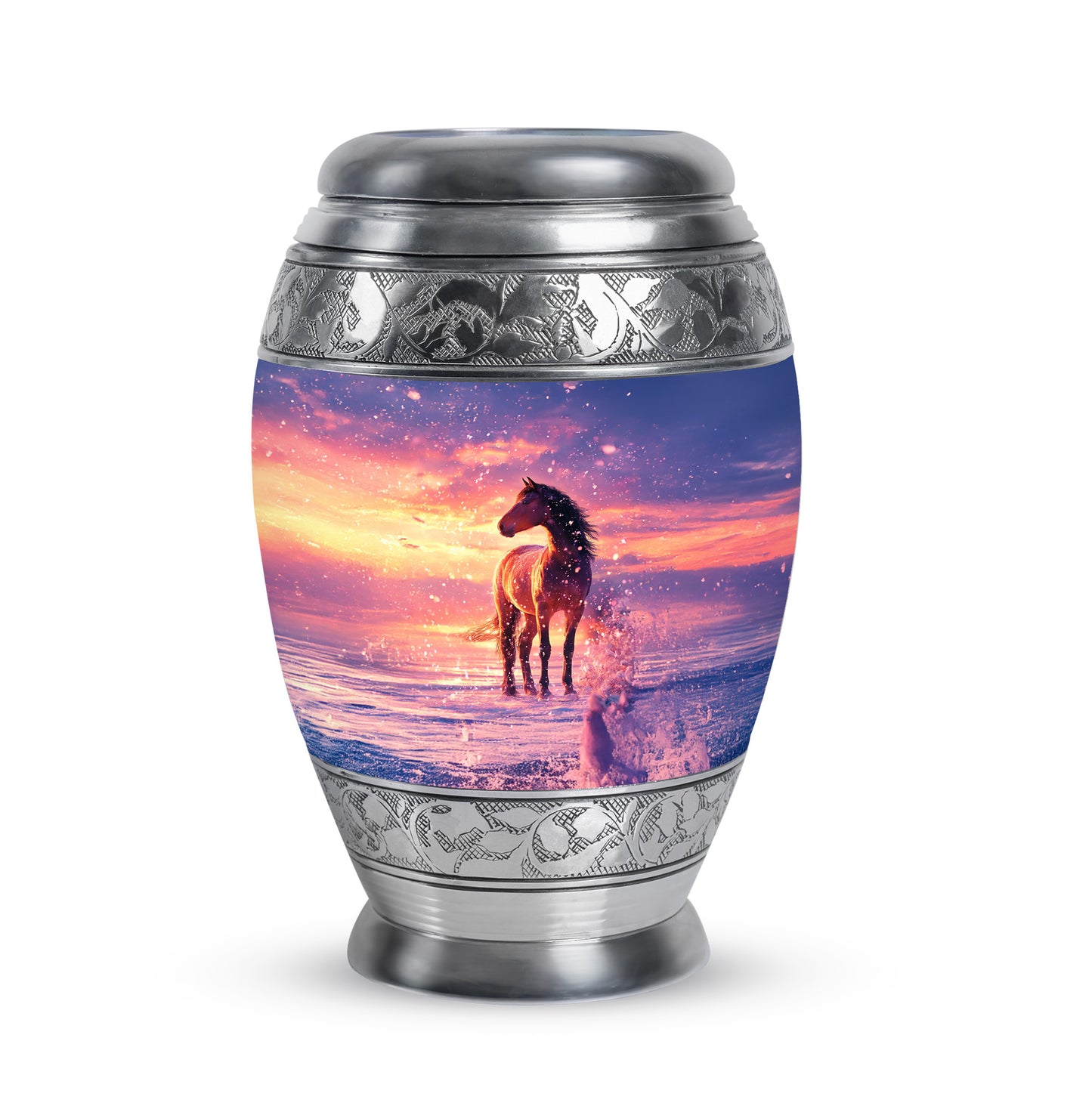 Remarkable Horse Memorial Cremation Urns - Blue 10-inch, 200 cu in - Yatskia