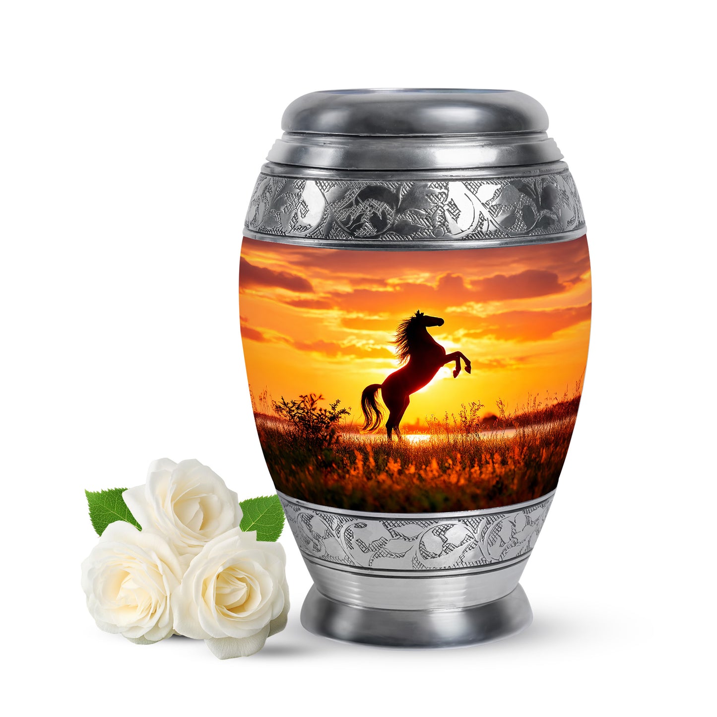 Radiant Horse Memorial Cremation Urns - Red 10-inch, 200 cu in - Yatskia