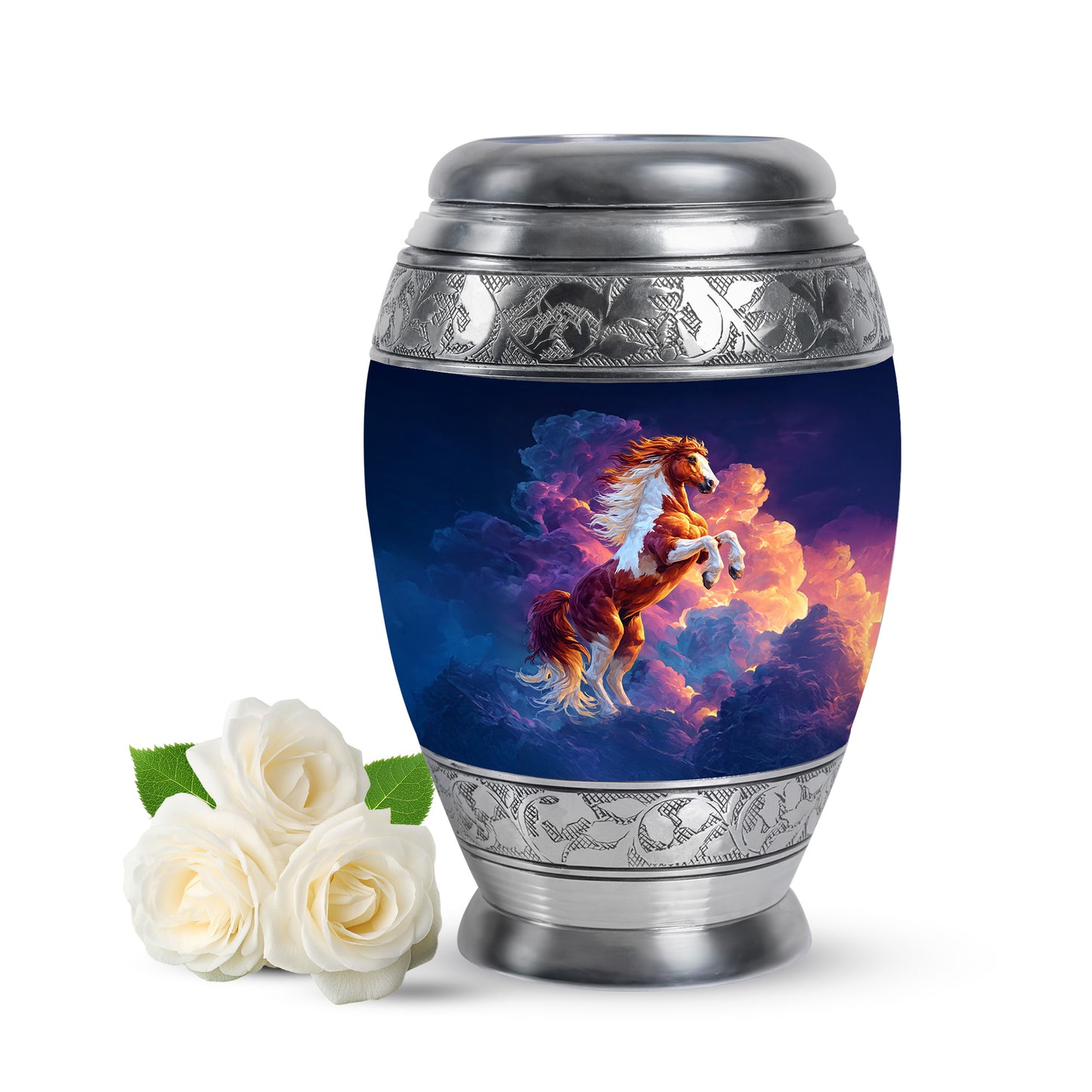 Lustrous Horse Cremation Urns for Human Ashes - Blue 10-inch - Yatskia