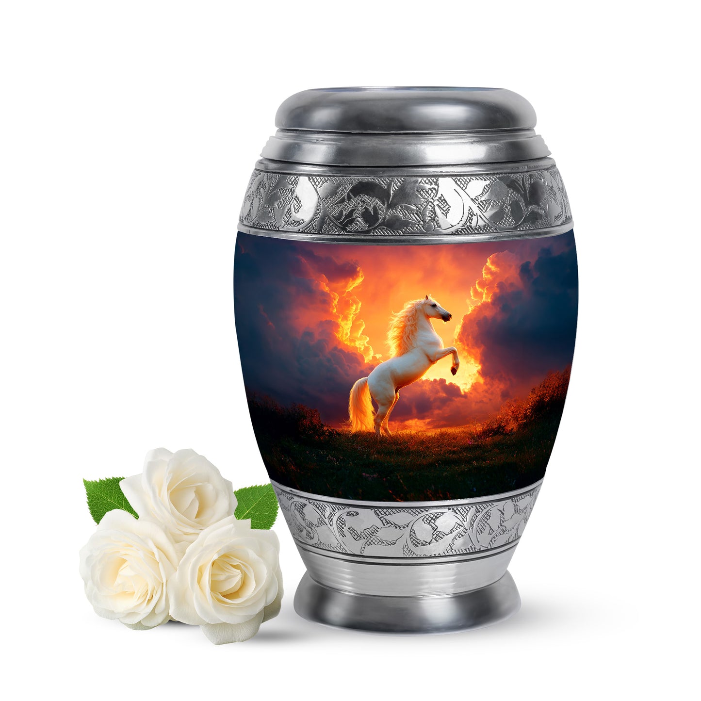 Personalized Red Sovereign Horse Cremation Urns for Human Ashes - 10-inch, 200 cu in - Yatskia