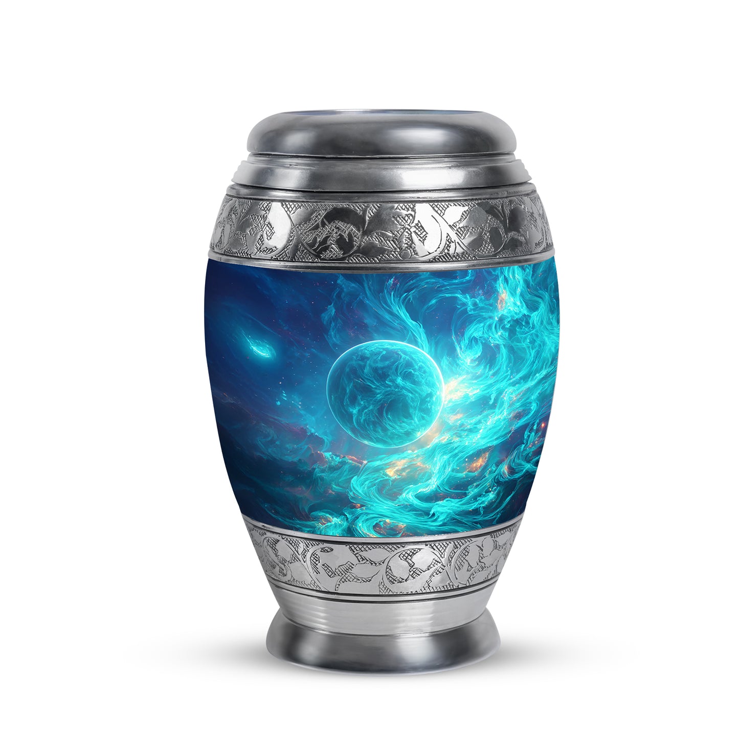 Radiant Galaxy Memorial Cremation Urns - Blue 10-inch, 200 cu in - Yatskia