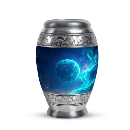 Personalized Refined Galaxy Cremation Urns - Blue 10-inch, 200 cu in - Yatskia