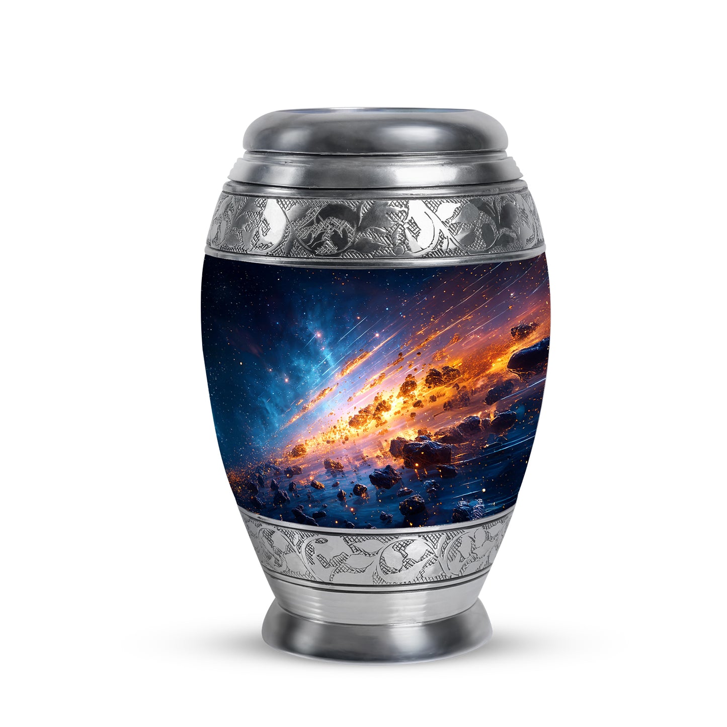 Personalized Blue Cherished Galaxy Cremation Urns for Human Ashes - 10-inch, 200 cu in - Yatskia