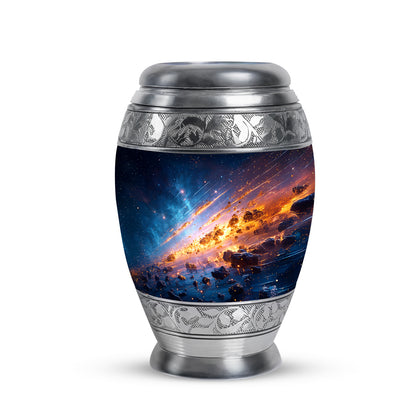 Personalized Blue Cherished Galaxy Cremation Urns for Human Ashes - 10-inch, 200 cu in - Yatskia