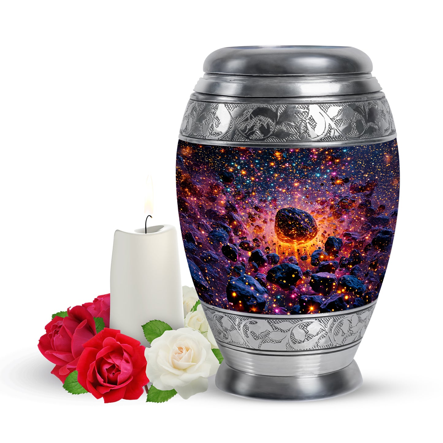 Ethereal Galaxy Memorial Cremation Urns - Blue 10-inch, 200 cu in - Yatskia