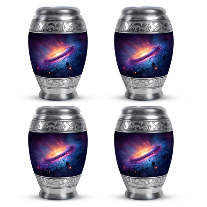 Misty Blue Galaxy Cremation Urn urn with complimentary velvet bag - regal galaxy design with crown-inspired accents - 10 inch aluminum urn for cremated remains