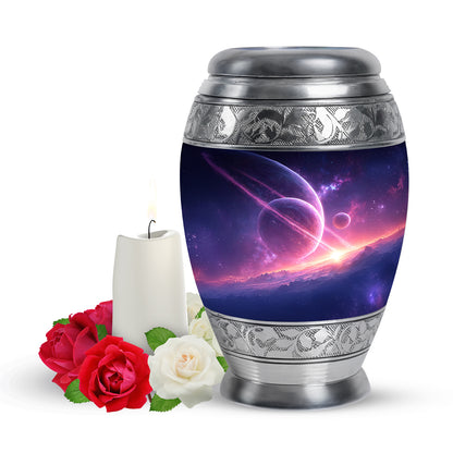 Blue Resounding Galaxy Memorial Urn for Ashes - 10-inch, 200 cu in - Yatskia