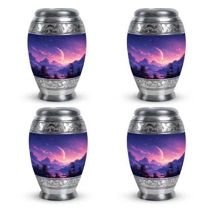 Indigo Galaxy Cremation Urn urn with complimentary velvet bag - regal galaxy design with crown-inspired accents - 10 inch aluminum urn for cremated remains