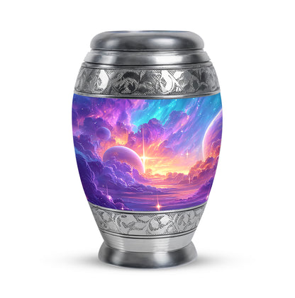 Purple Galaxy Cremation Urns - Glorious Sentinel 10-inch, 200 cu in - Yatskia