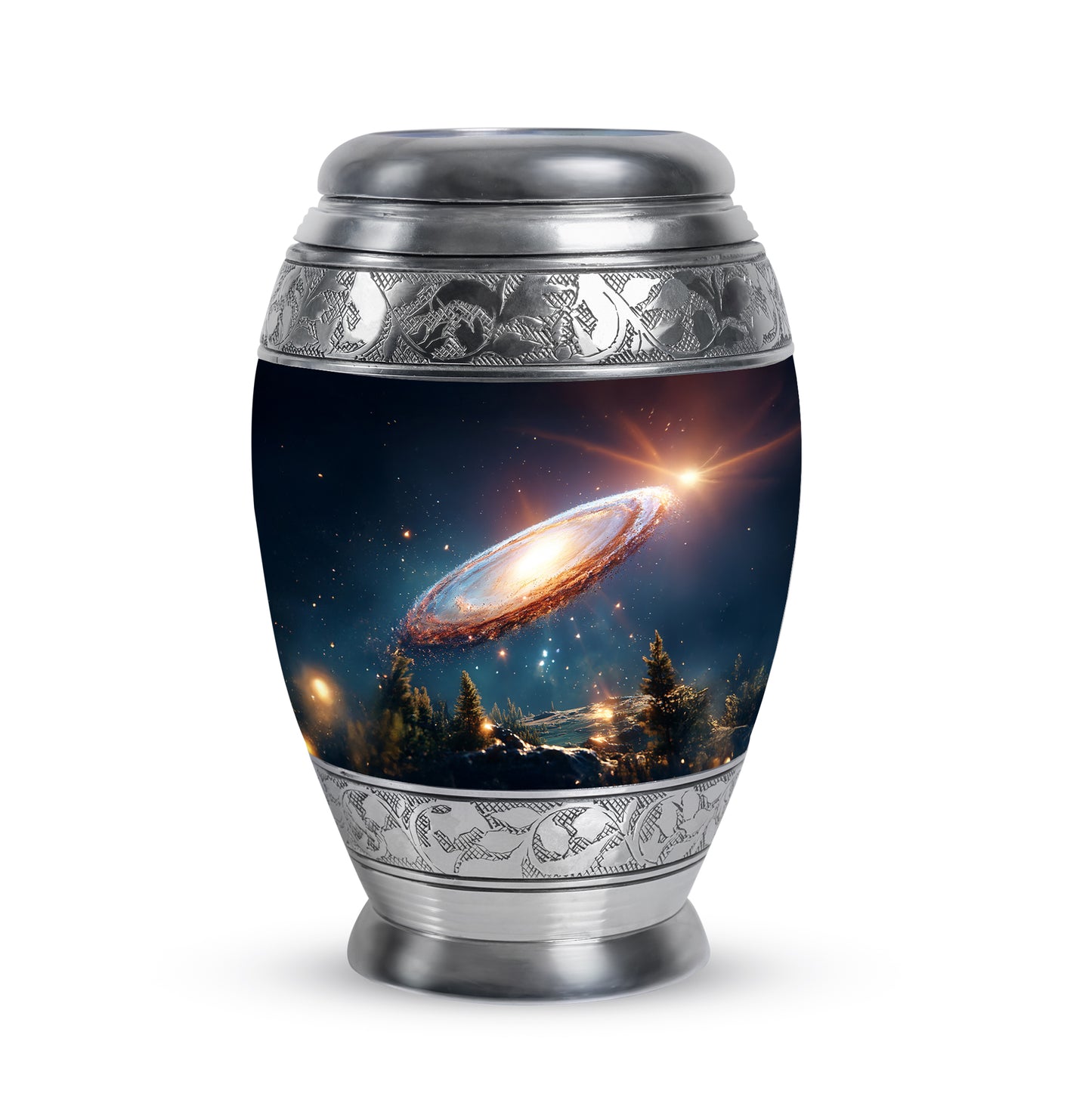 Inspiring Blue Galaxy Homage Urn for Human Ashes - 10-inch, 200 cu in - Yatskia